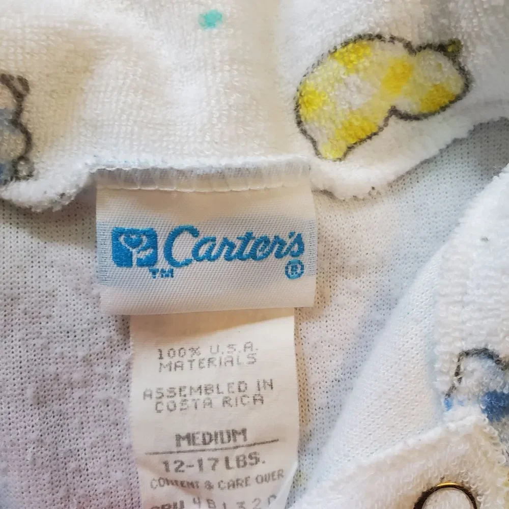 Baby Boys Vintage Carter's Medium Terry‎ Cloth Farm Footed Outfit Pajamas Easter